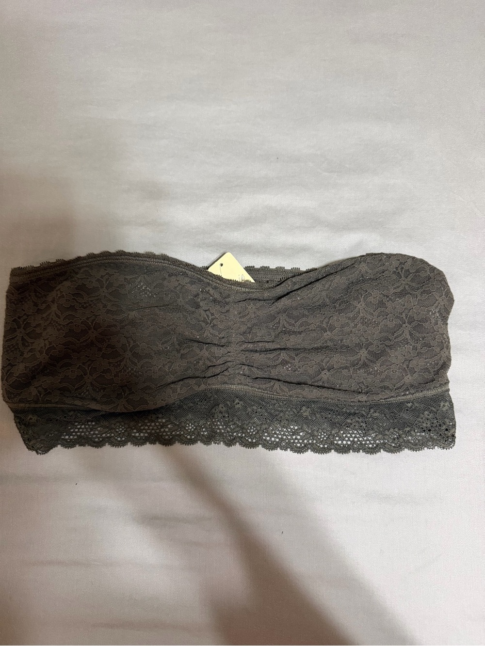 💥 WOMENS Aerie Lace Strapless Bandeau Bralette - Charcoal Gray